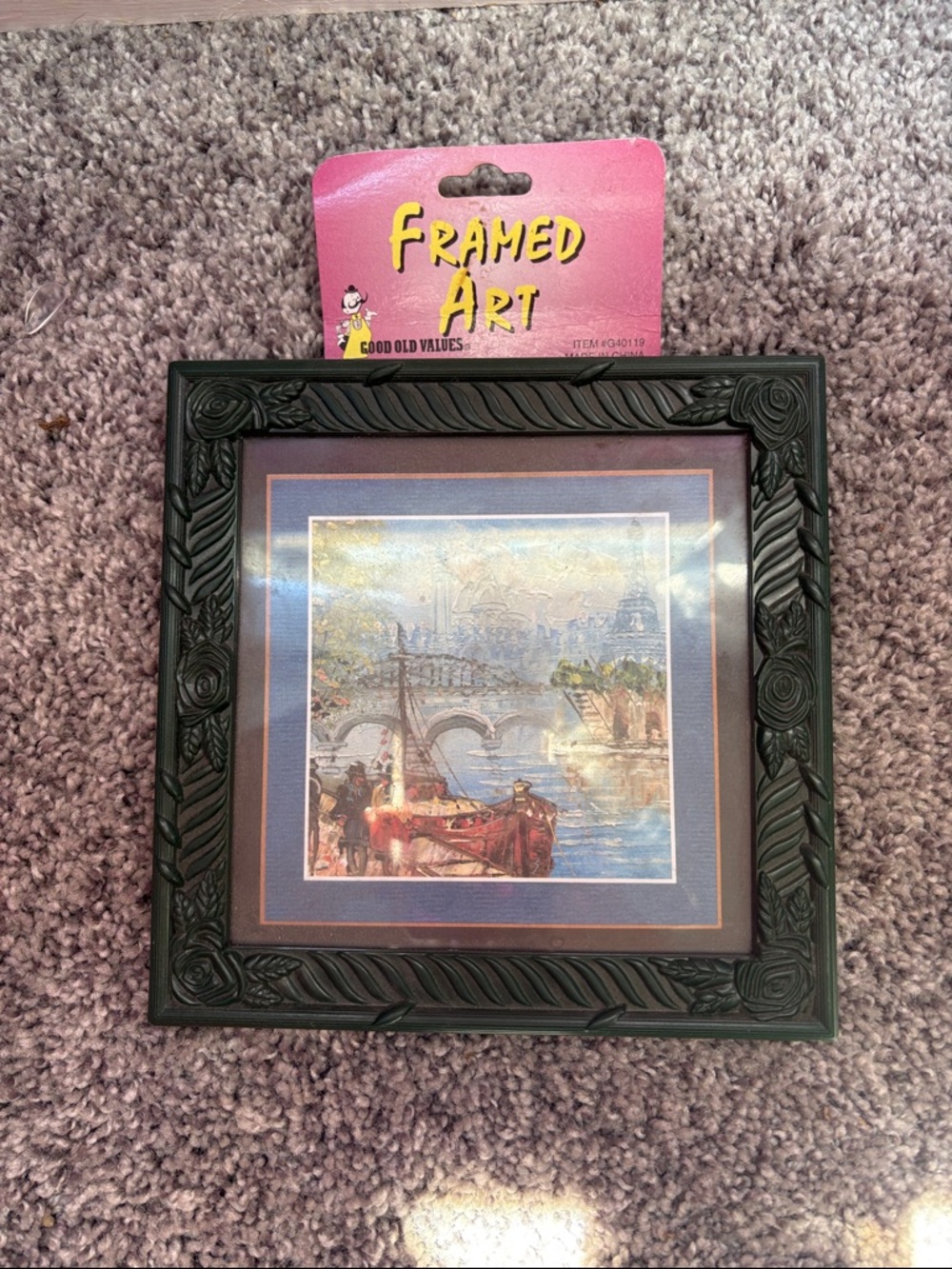 Framed Art Print with Decorative Black Frame - Multicolor Mat